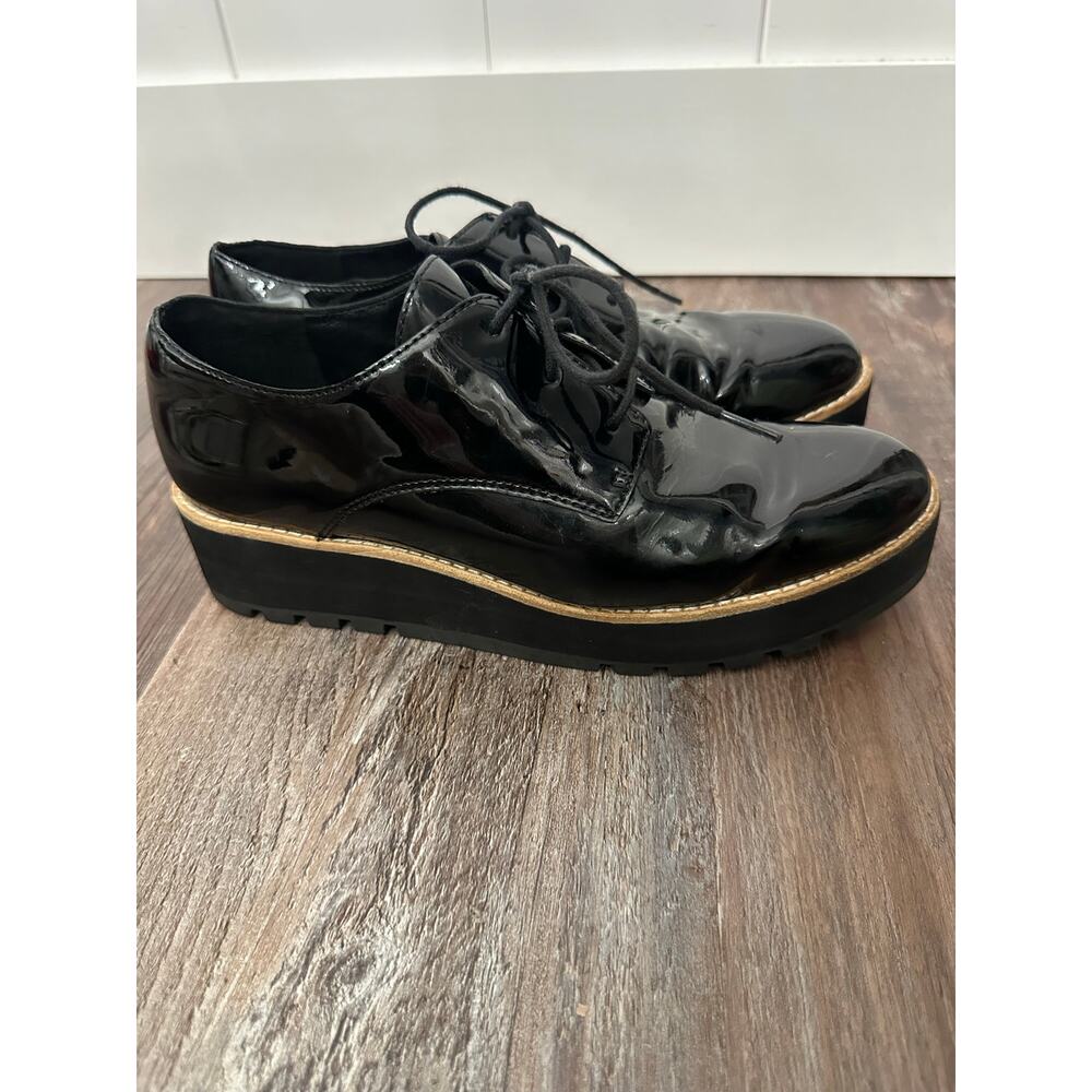 Eileen Fisher Women's Eddy Patent Leather Plain Toe Platform Loafers Sz 7
